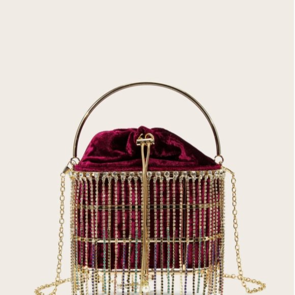 Tassel & Rhinestone Drawstring Bucket Bag - Picture 7 of 7
